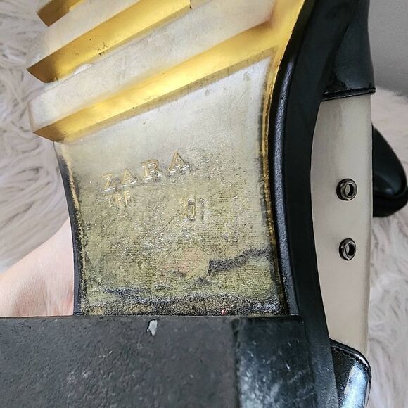 Zara lace up loafers women's 6.5 black - Picture 6 of 8